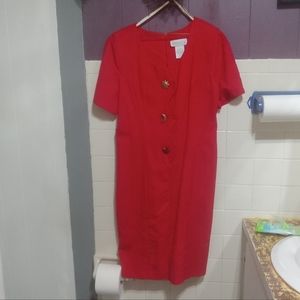 Studio C ladies size 12 red short sleeve back zipper dress